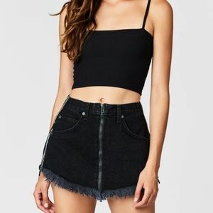 Beatrice Zip Front Skirt w/Reflective Side Zipper